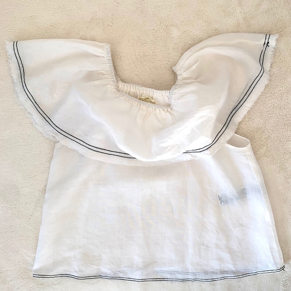 Zara Sleeveless White Ramie Top Girls XL
